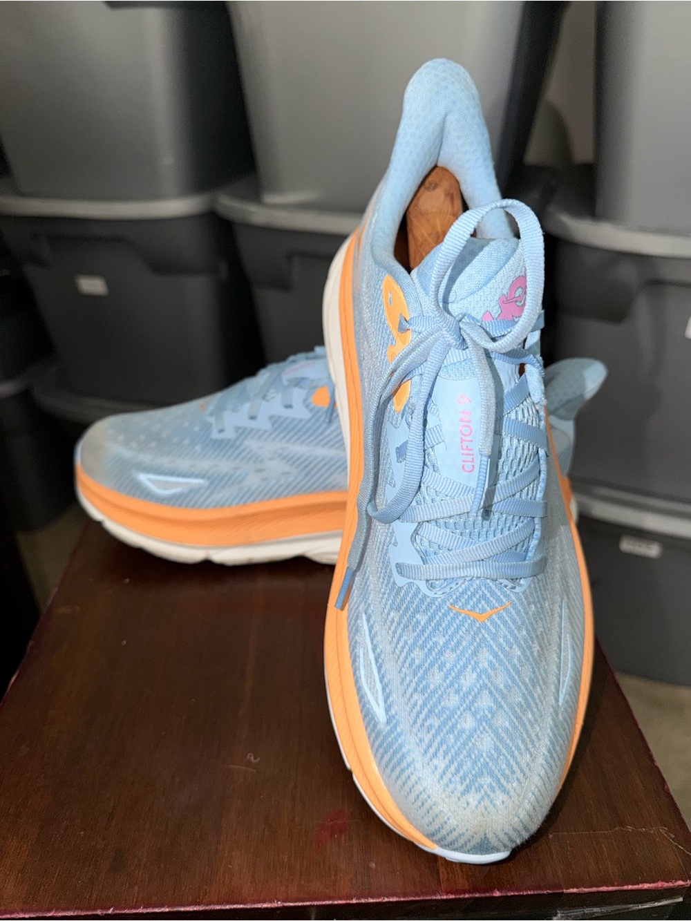 Hoka Clifton Women’s Running Shoes - Light Blue & Peach(128)